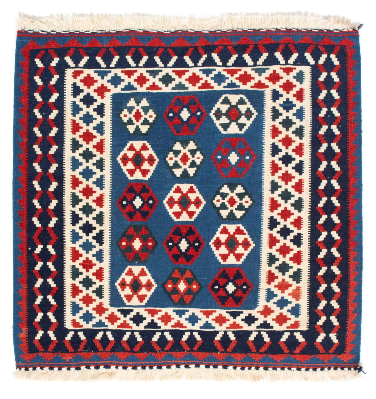 Kelim Rug - Oriental square  - 102 x 100 cm - blue