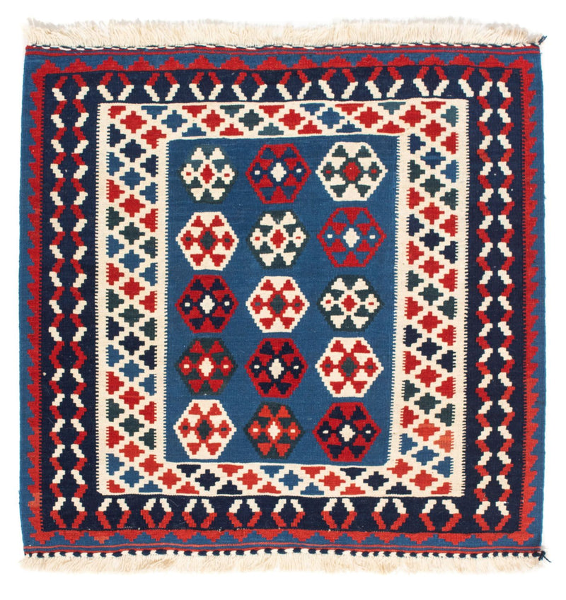 Kelim Rug - Oriental square  - 102 x 100 cm - blue