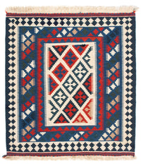 Kelim Rug - Oriental square  - 108 x 103 cm - blue