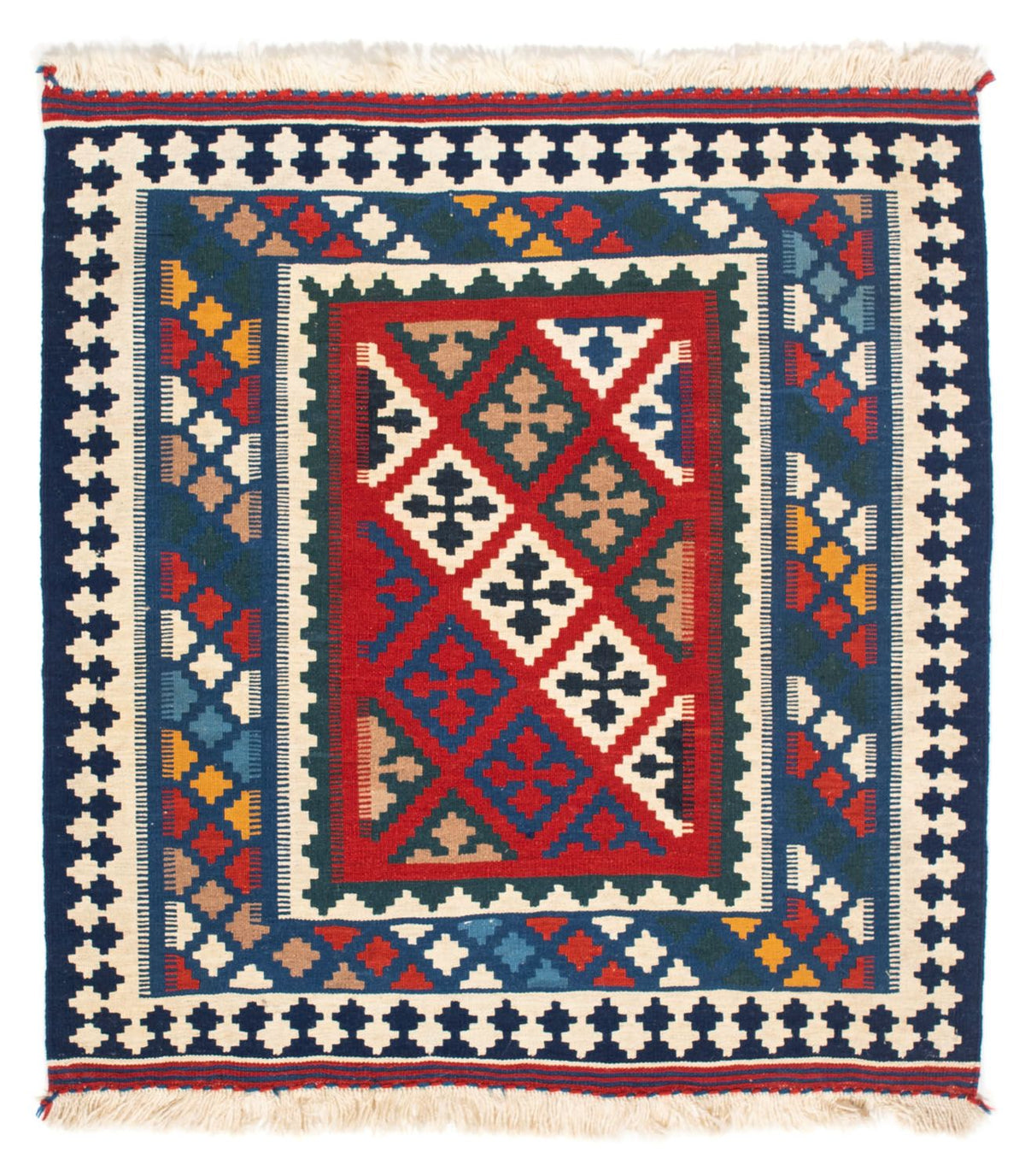 Kelim Rug - Oriental square  - 104 x 98 cm - blue