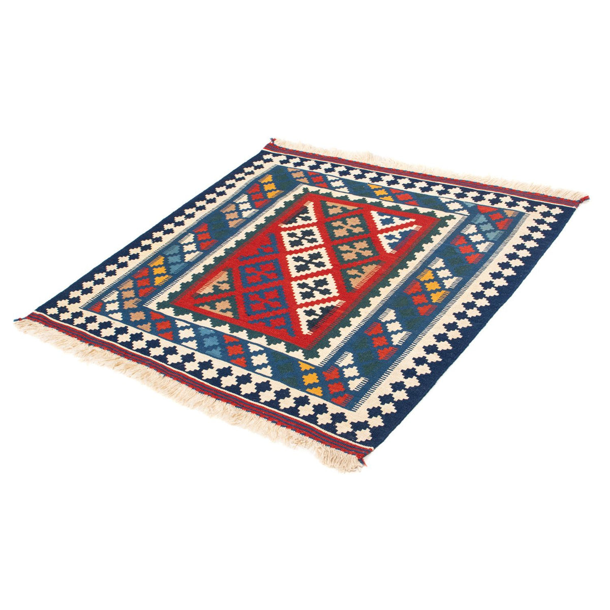 Kelim Rug - Oriental square  - 104 x 98 cm - blue