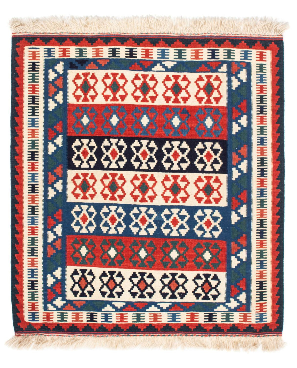 Kelim Rug - Oriental square  - 110 x 100 cm - blue