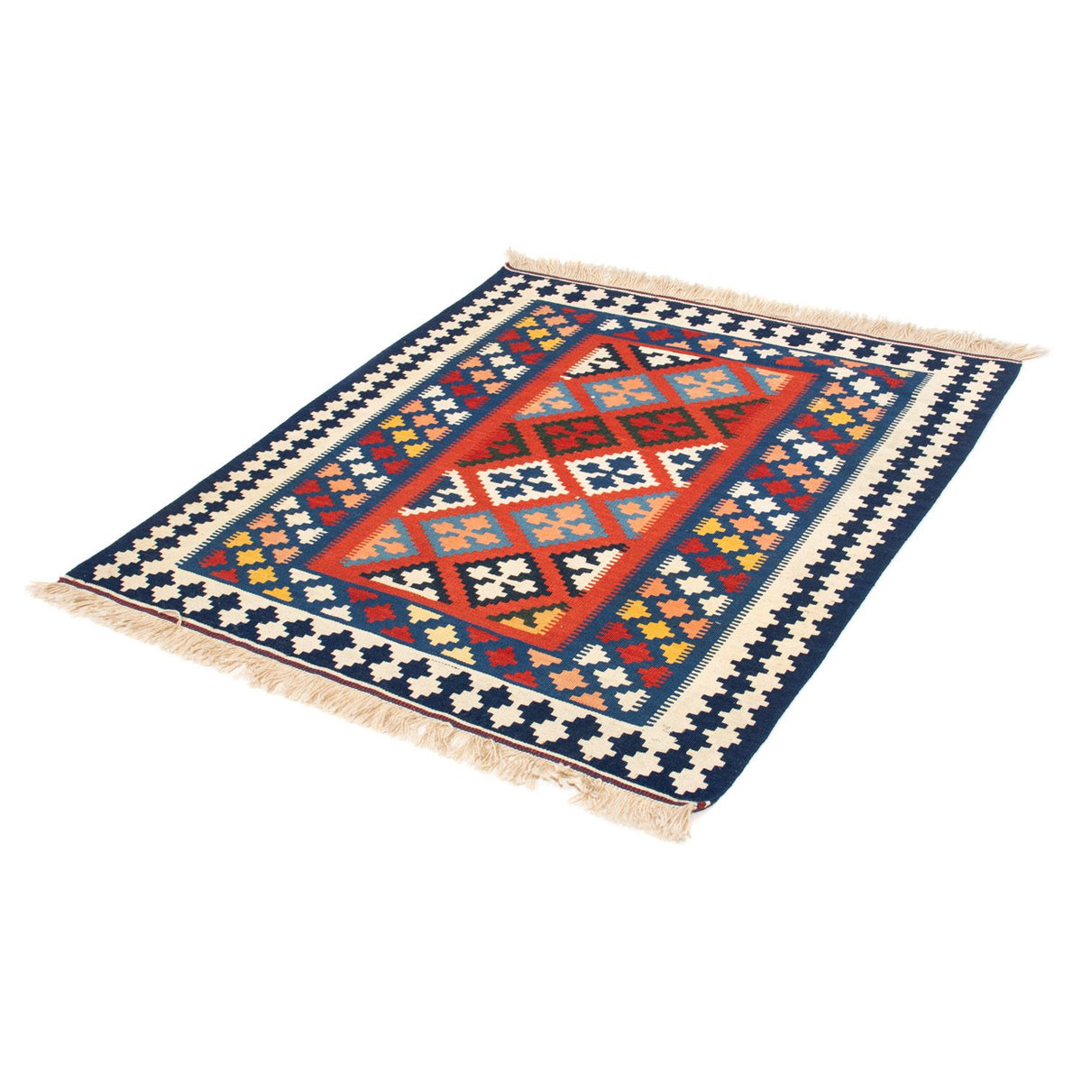Kelim Rug - Oriental square  - 118 x 102 cm - blue