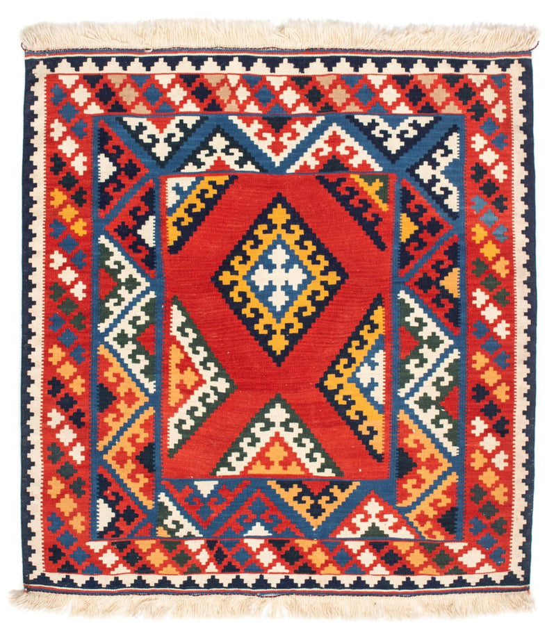 Kelim Rug - Oriental square  - 113 x 110 cm - red