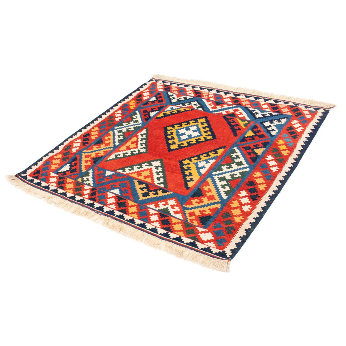 Kelim Rug - Oriental square  - 113 x 110 cm - red