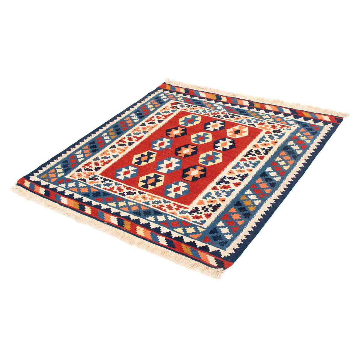 Kelim Rug - Oriental square  - 110 x 105 cm - blue