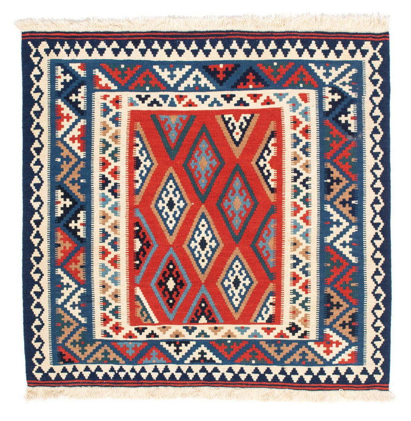 Kelim Rug - Oriental square  - 100 x 98 cm - blue