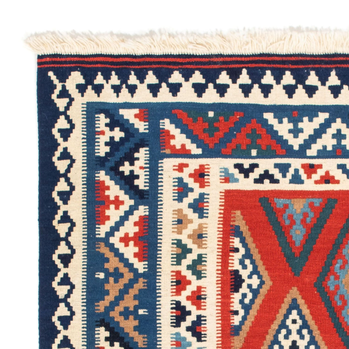 Kelim Rug - Oriental square  - 100 x 98 cm - blue