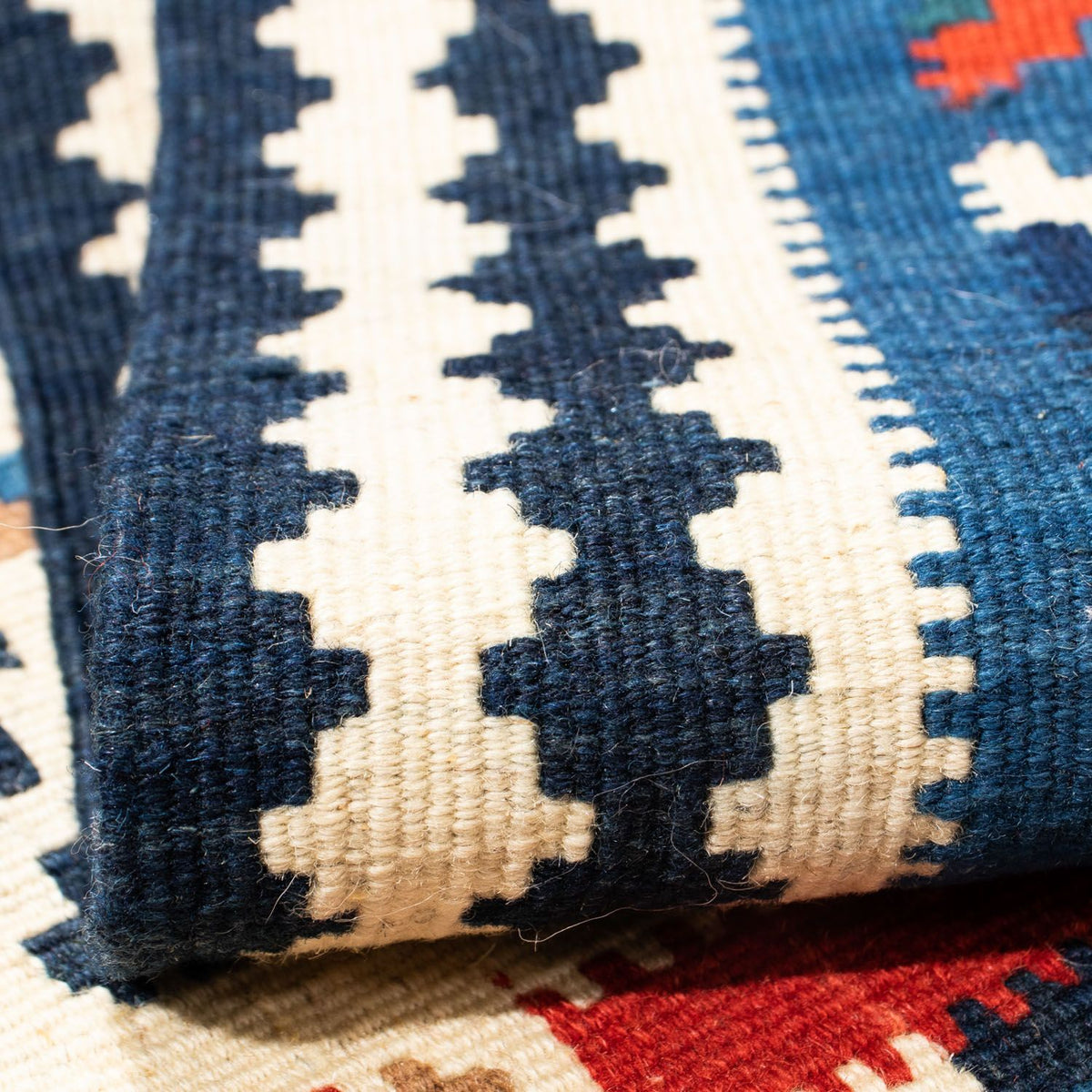 Kelim Rug - Oriental square  - 103 x 103 cm - blue