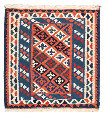 Kelim Rug - Oriental square  - 100 x 96 cm - blue