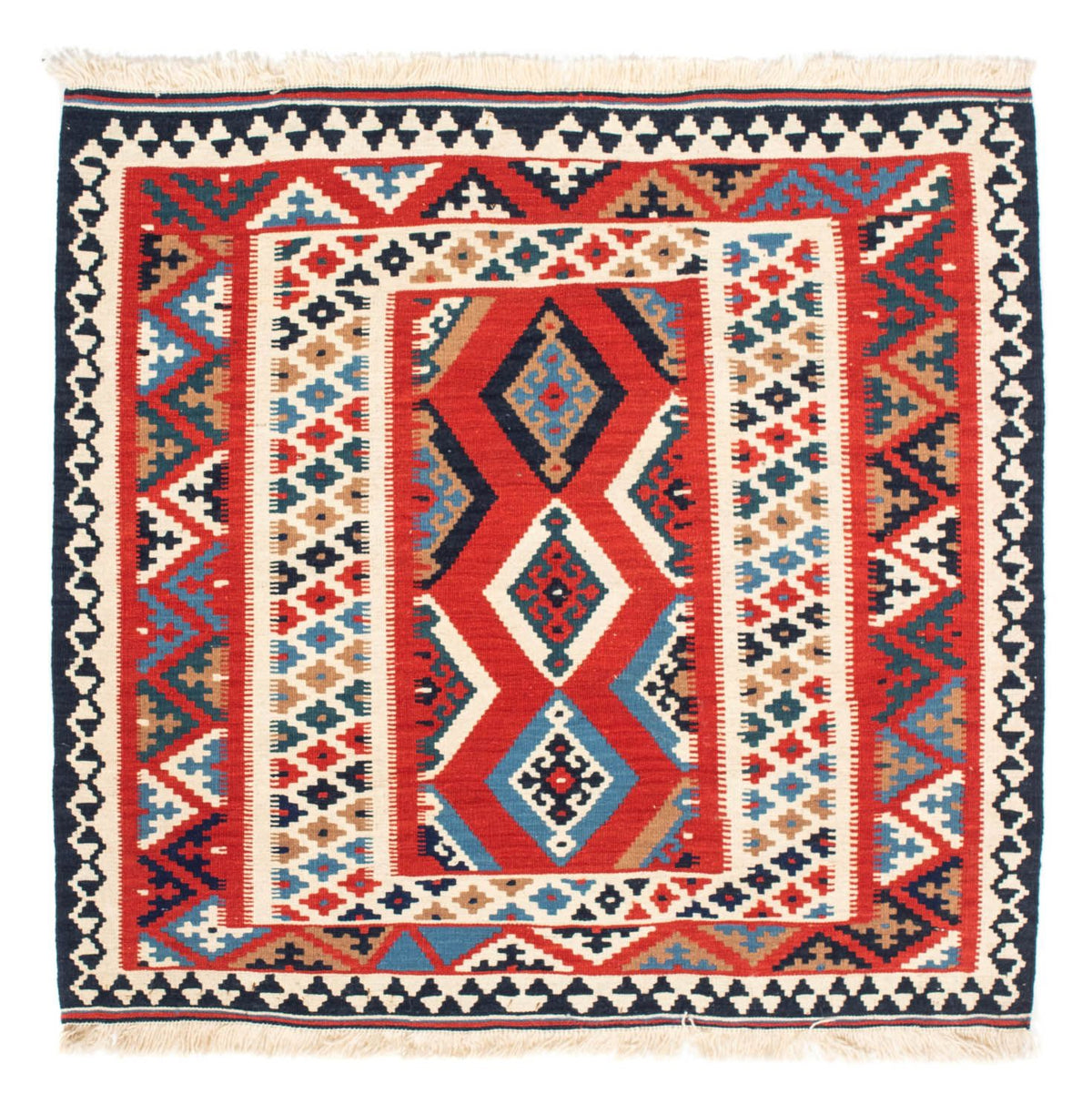 Kelim Rug - Oriental square  - 105 x 102 cm - red