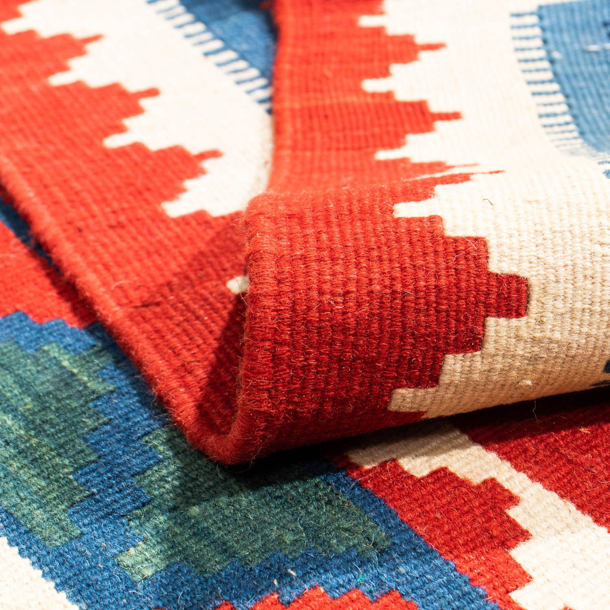 Kelim Rug - Oriental square  - 102 x 102 cm - red