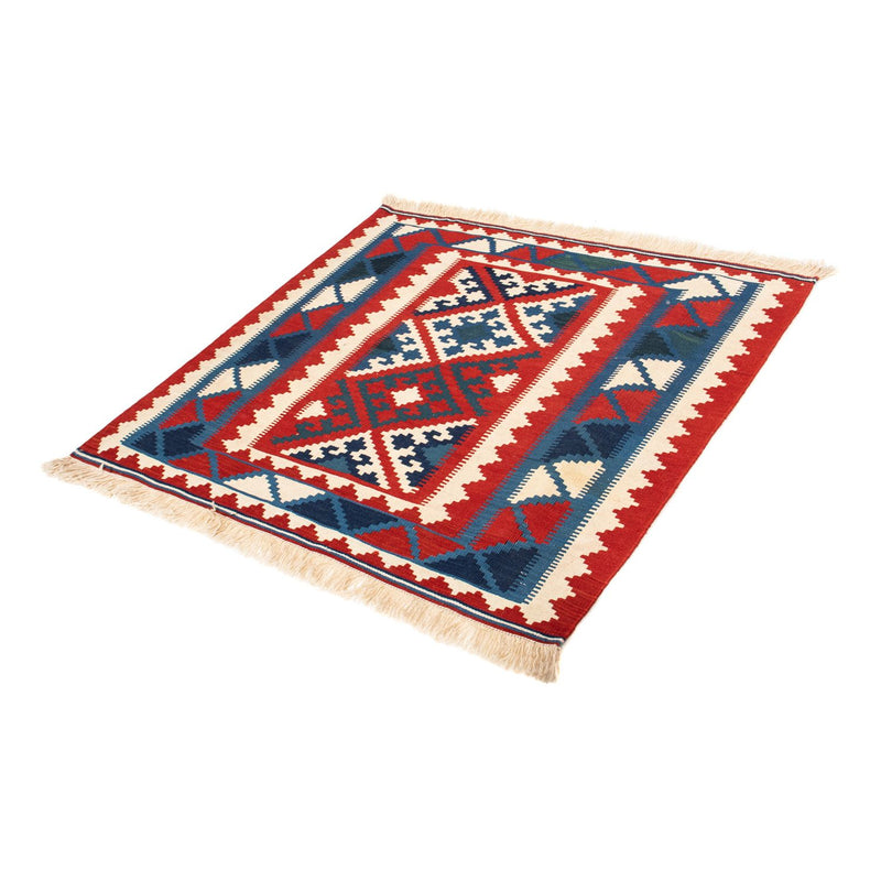 Kelim Rug - Oriental square  - 102 x 102 cm - red