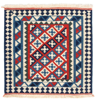 Kelim Rug - Oriental square  - 100 x 100 cm - blue