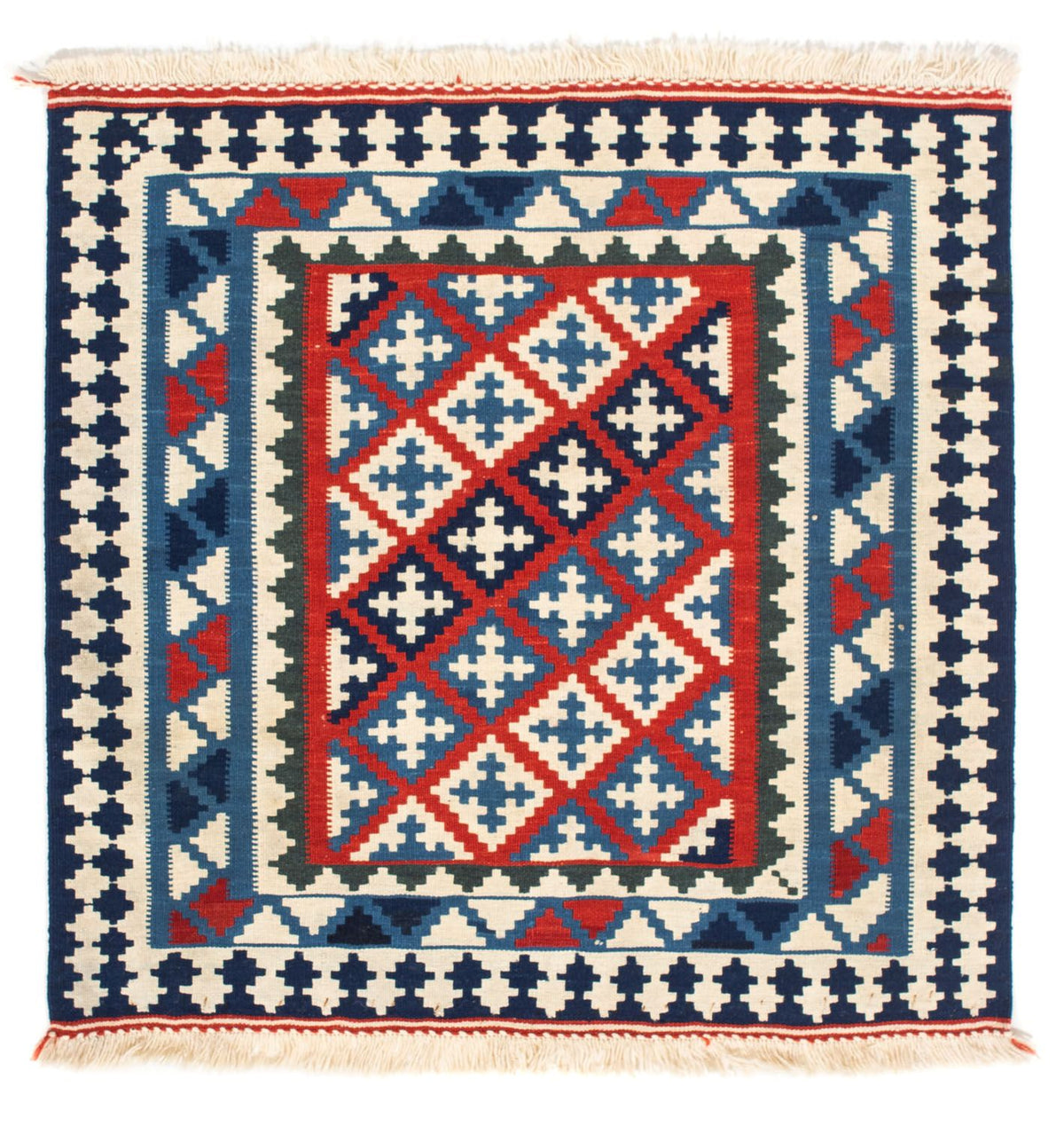 Kelim Rug - Oriental square  - 100 x 100 cm - blue