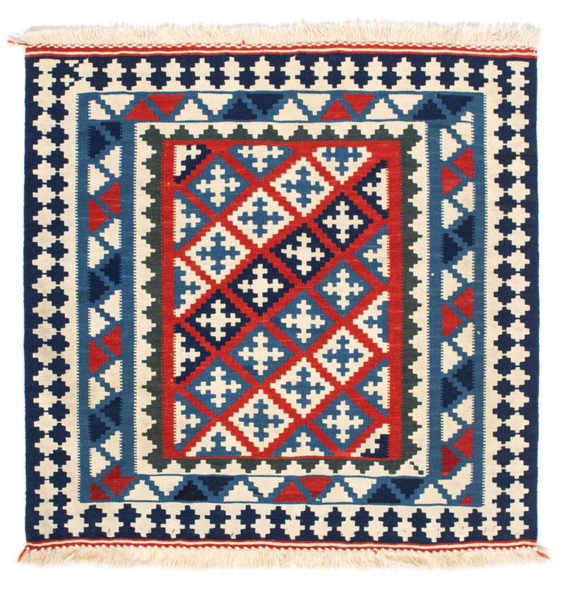 Kelim Rug - Oriental square  - 100 x 100 cm - blue