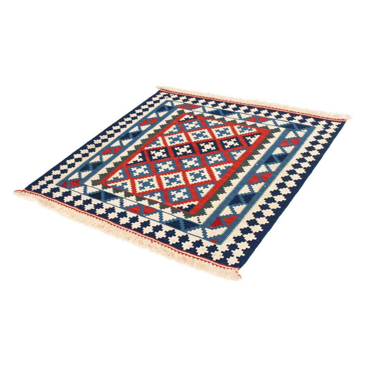 Kelim Rug - Oriental square  - 100 x 100 cm - blue