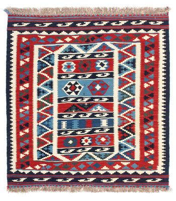 Kelim Rug - Oriental square  - 104 x 99 cm - multicolored