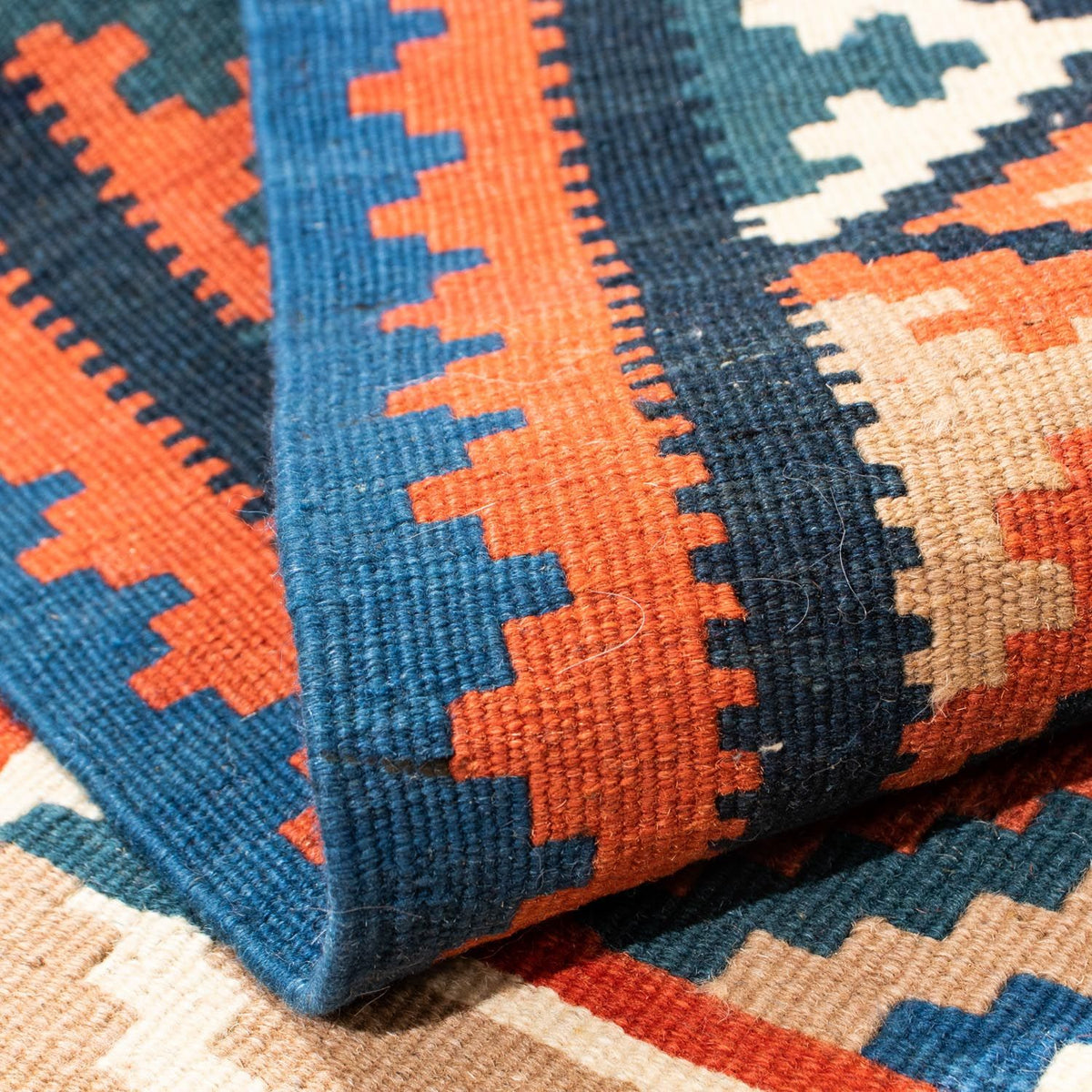 Kelim Rug - Oriental square  - 102 x 102 cm - rust