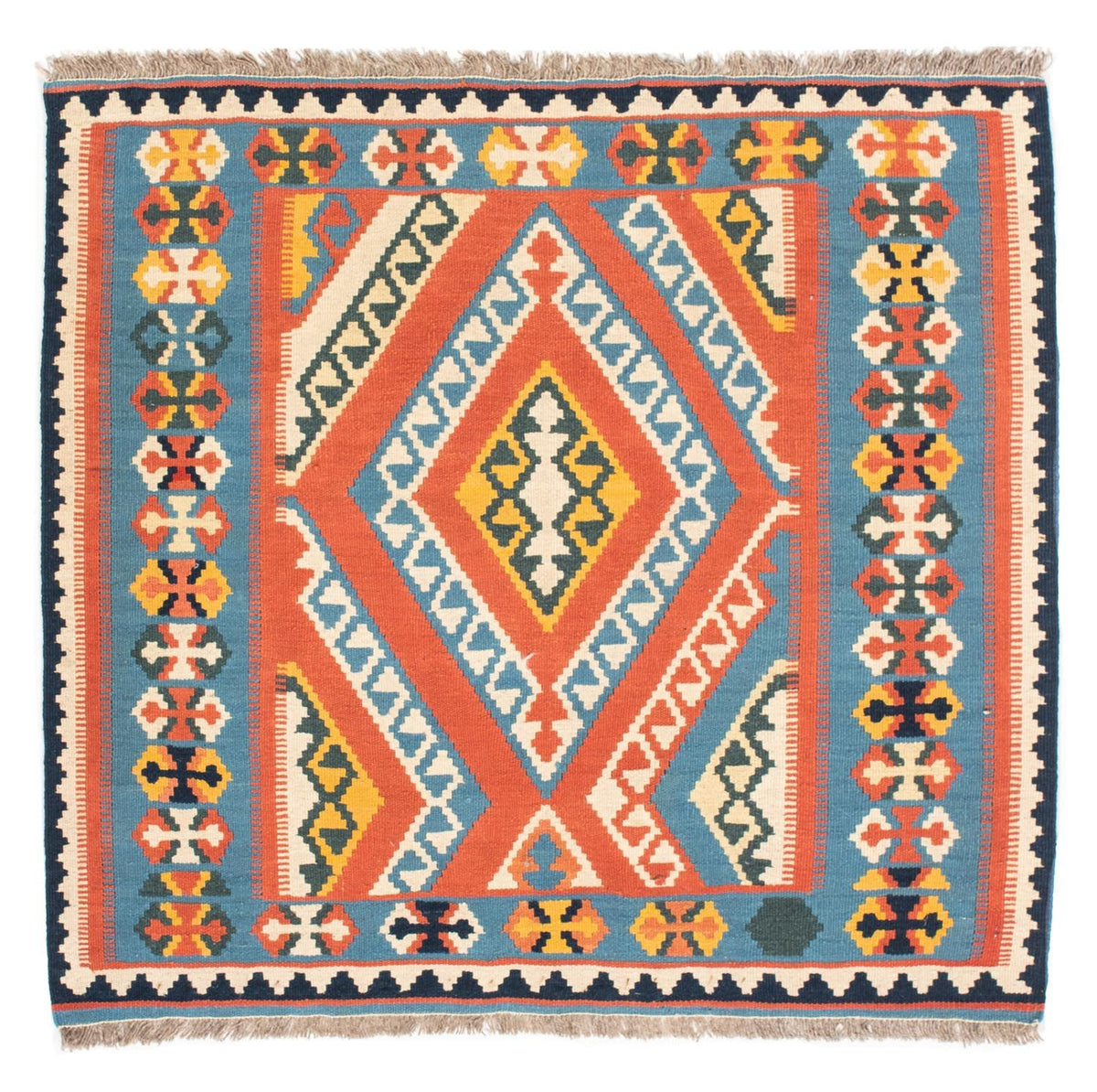 Kelim Rug - Oriental square  - 107 x 100 cm - orange