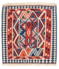 Kelim Rug - Oriental square  - 111 x 105 cm - red