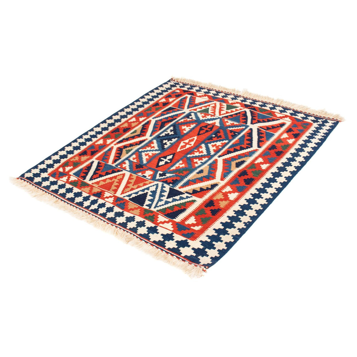 Kelim Rug - Oriental square  - 111 x 105 cm - red