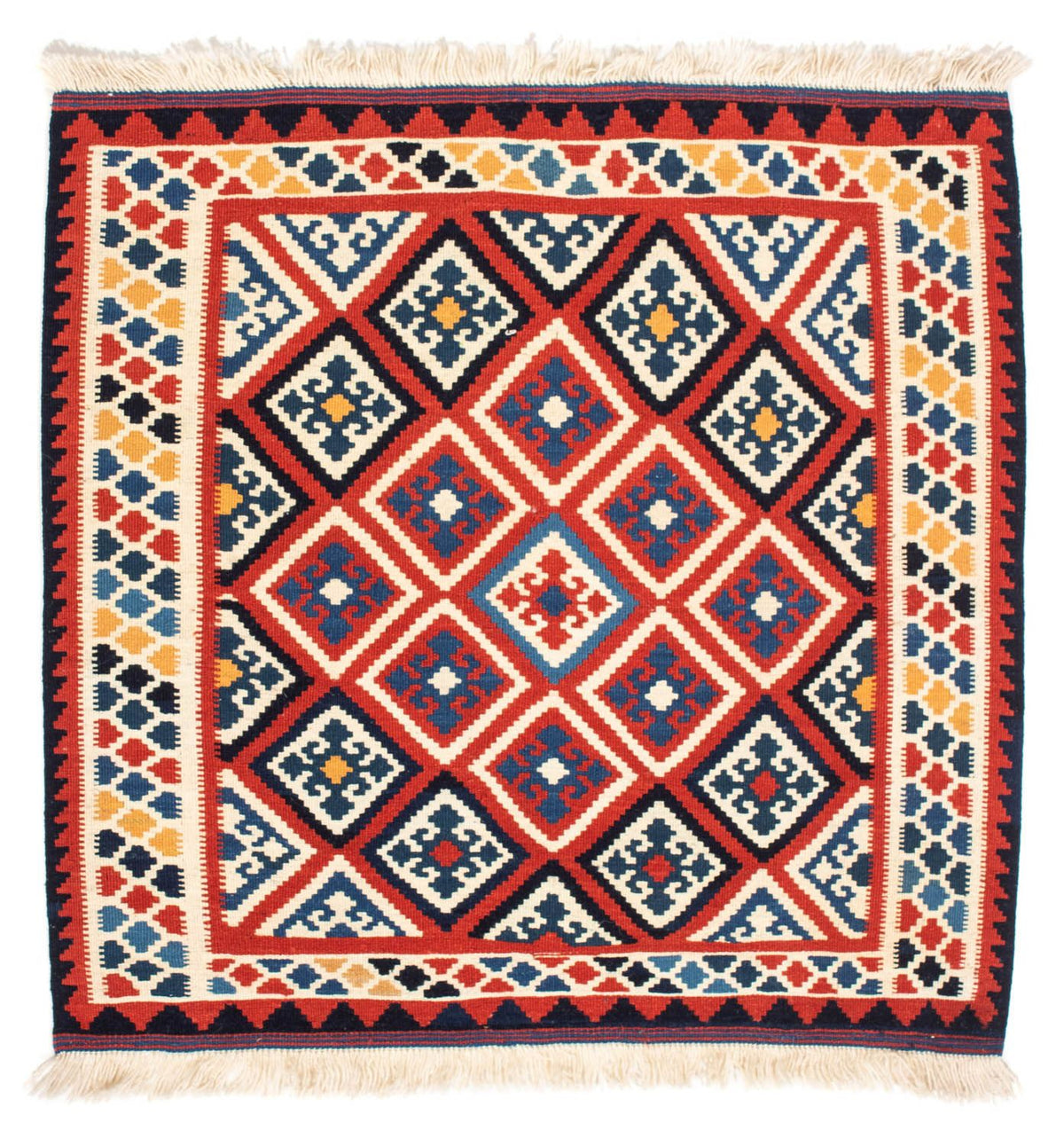 Kelim Rug - Oriental square  - 106 x 105 cm - red