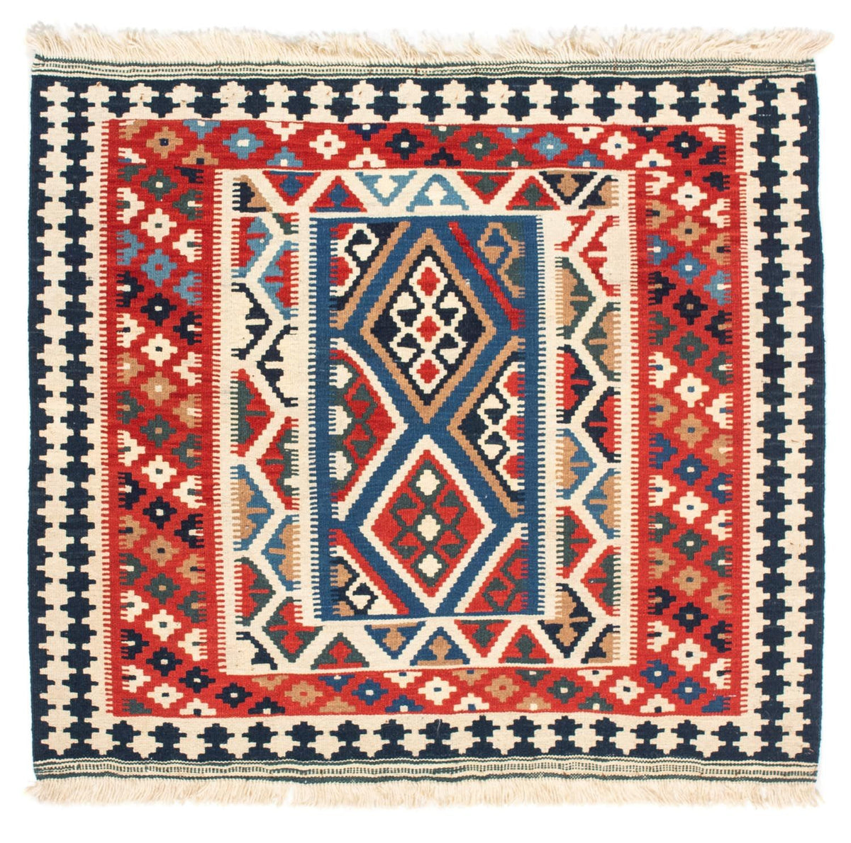 Kelim Rug - Oriental square  - 104 x 99 cm - red