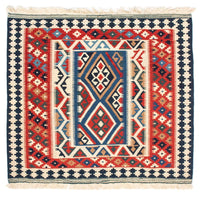 Kelim Rug - Oriental square  - 104 x 99 cm - red