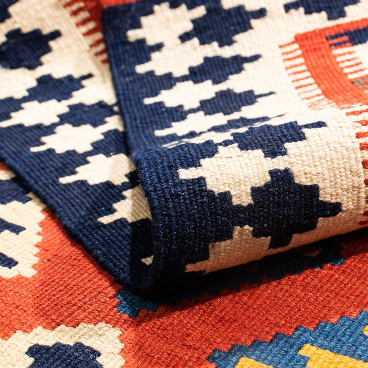 Kelim Rug - Oriental square  - 106 x 103 cm - red