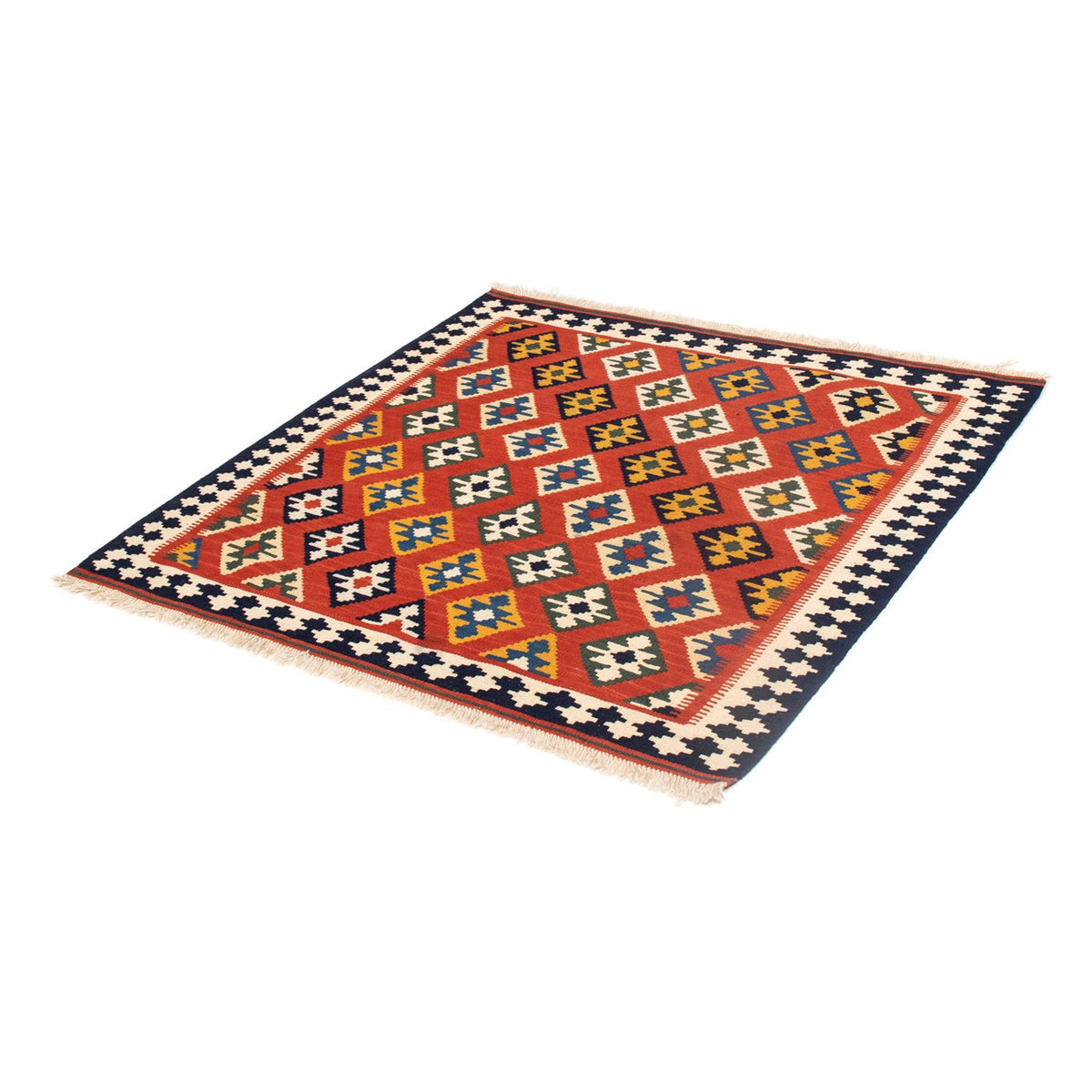 Kelim Rug - Oriental square  - 106 x 103 cm - red