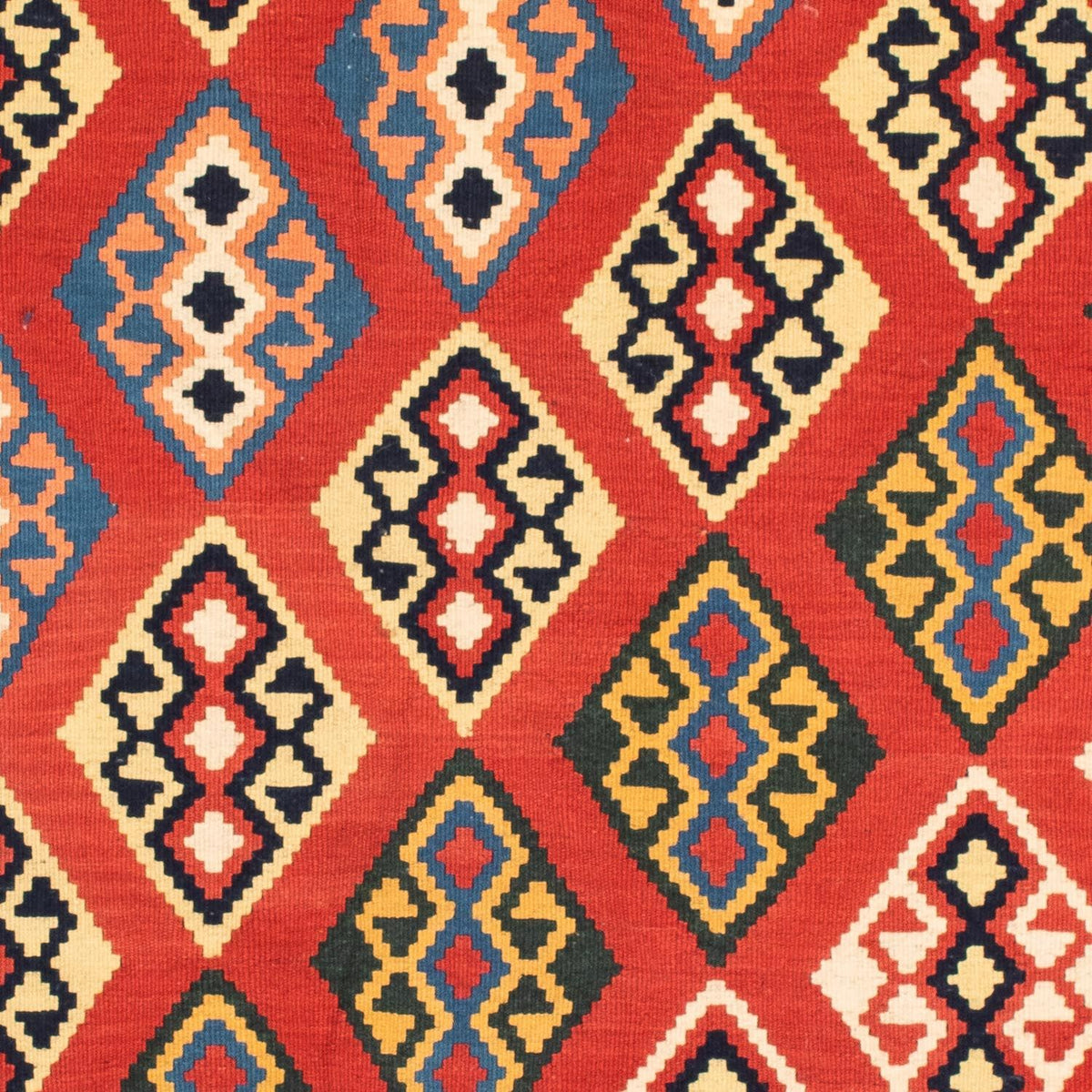 Kelim Rug - Oriental square  - 105 x 104 cm - dark red