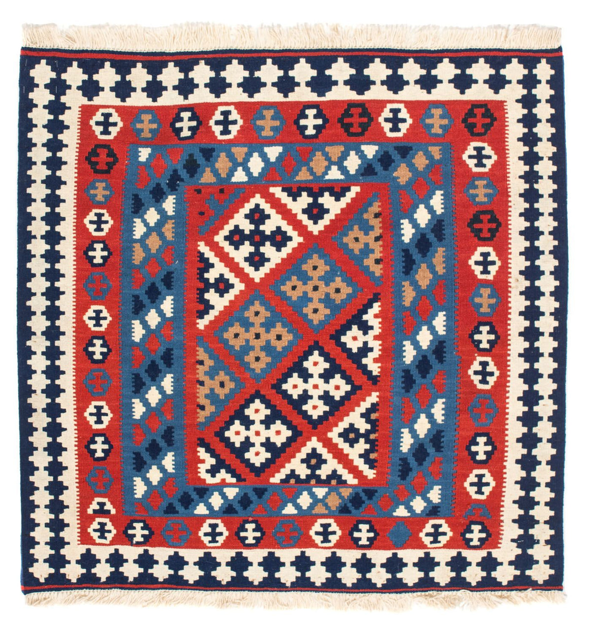 Kelim Rug - Oriental square  - 103 x 101 cm - red