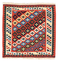 Kelim Rug - Oriental square  - 97 x 94 cm - red