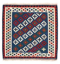 Kelim Rug - Oriental square  - 100 x 100 cm - dark blue