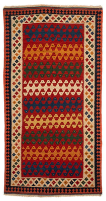Runner Kelim Rug - Oriental - 297 x 149 cm - dark red