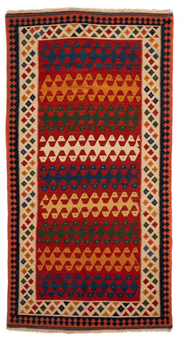 Runner Kelim Rug - Oriental - 297 x 149 cm - dark red