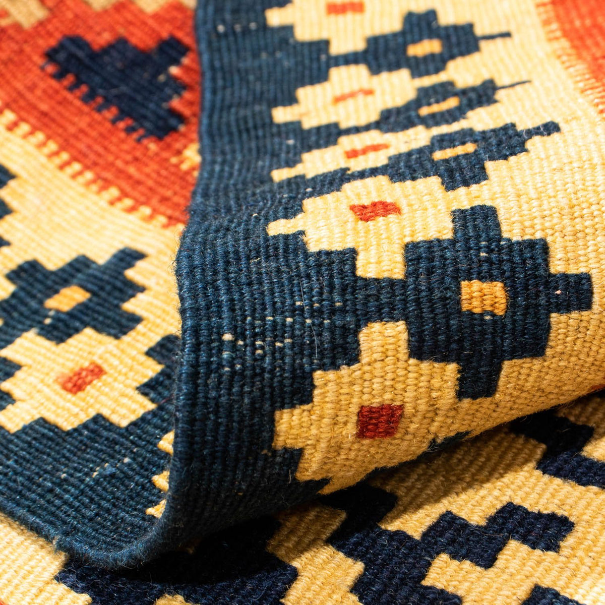 Kelim Rug - Oriental square  - 106 x 102 cm - gold