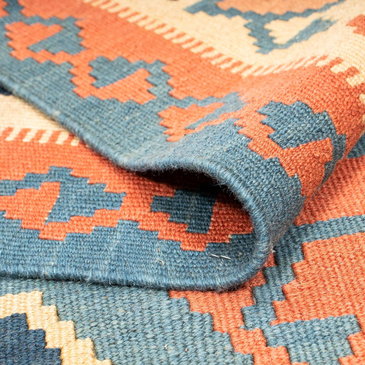 Kelim Rug - Oriental square  - 212 x 198 cm - blue