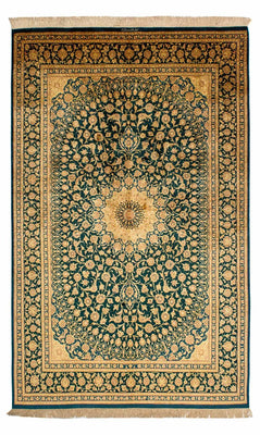 Silk Rug - Ghom Silk - Premium - 216 x 132 cm - dark blue