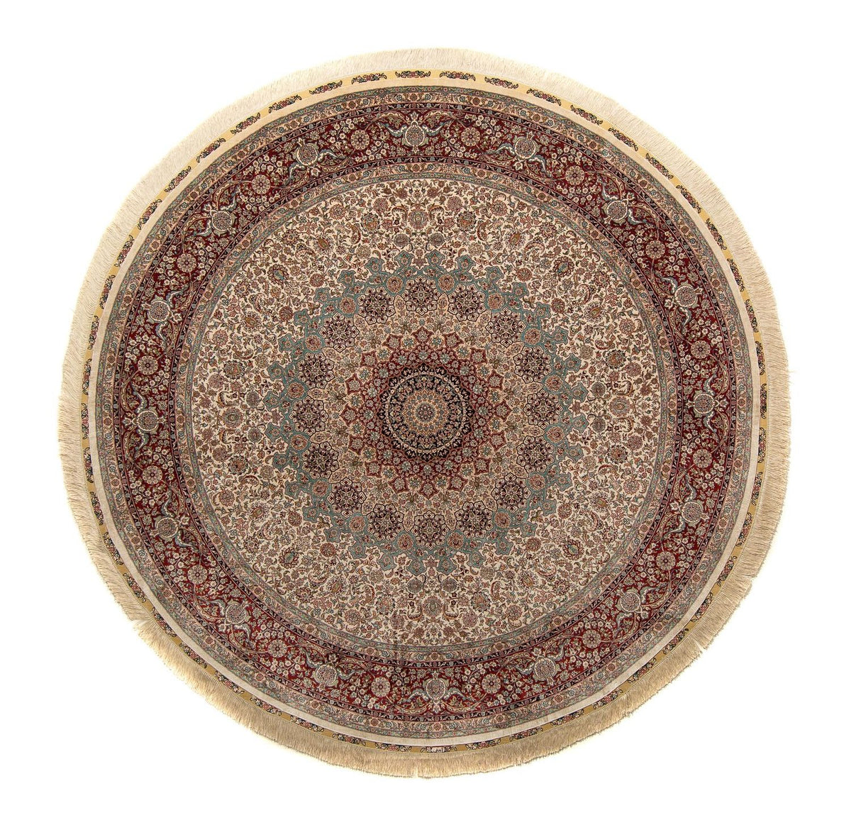 Oriental Rug - Hereke round  - 215 x 215 cm - light brown