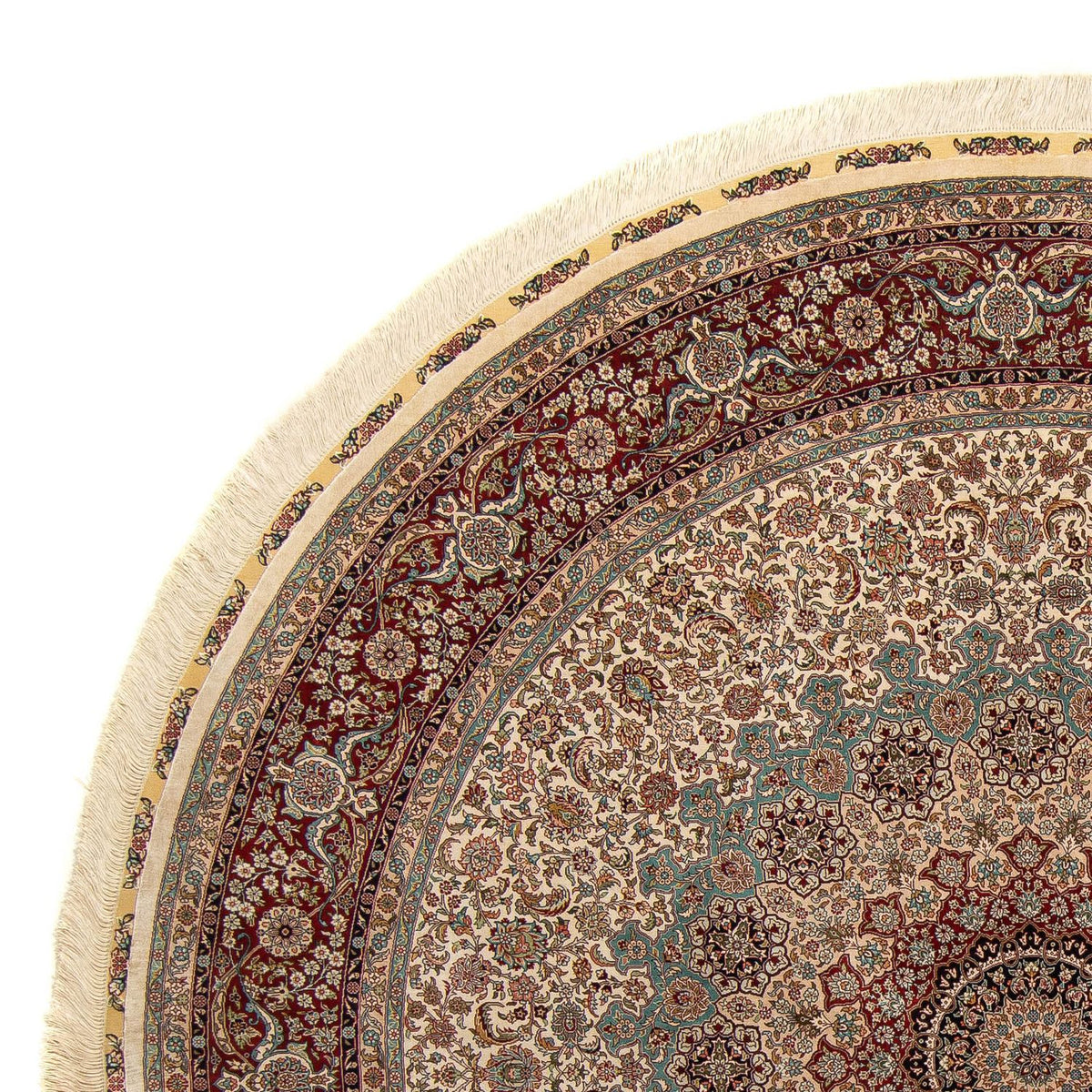 Oriental Rug - Hereke round  - 215 x 215 cm - light brown