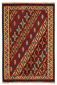 Kelim Rug - Oriental - 209 x 154 cm - dark red