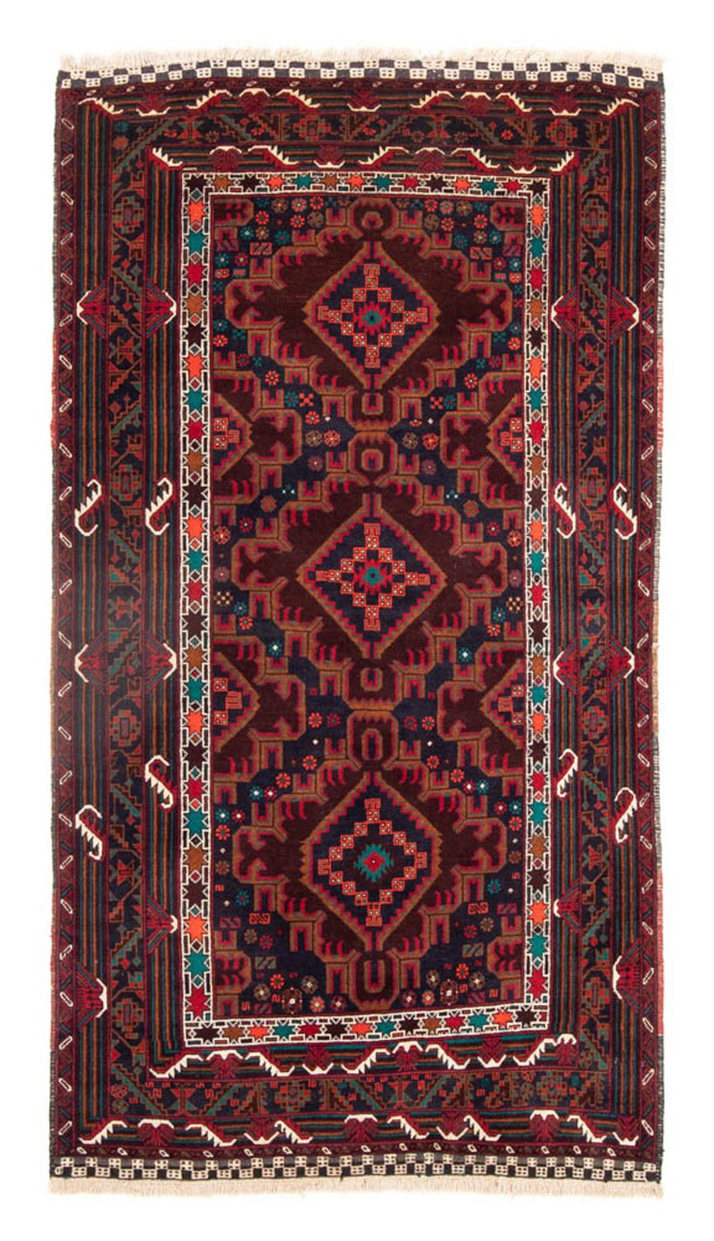 Runner Belutsch Rug - 197 x 105 cm - dark red