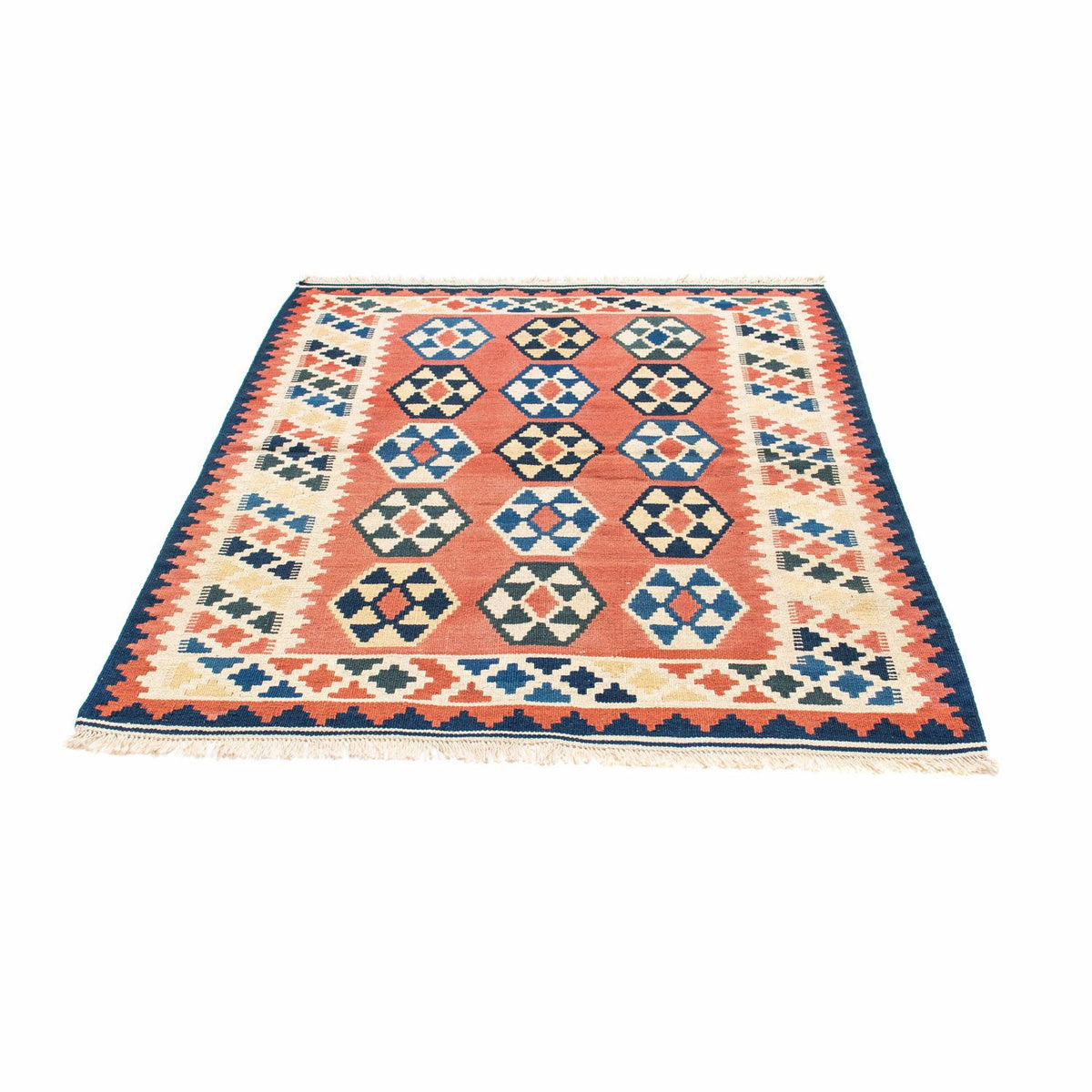 Kelim Rug - Oriental square  - 148 x 121 cm - rust