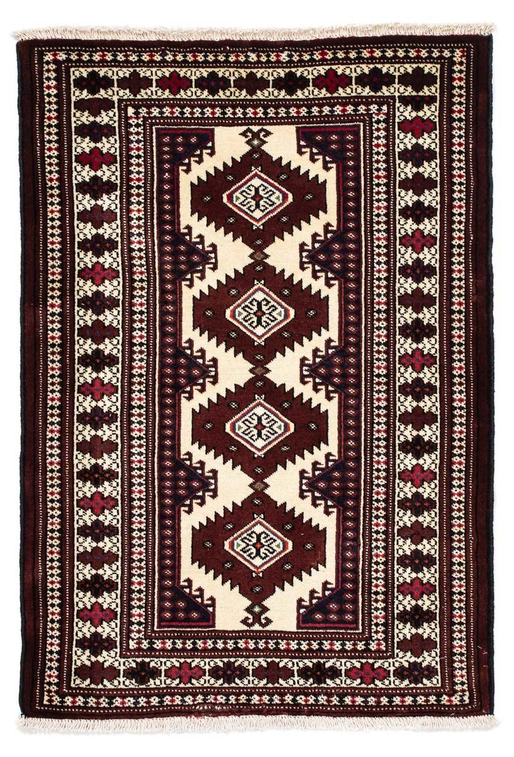Turkaman Rug - 135 x 90 cm - dark red