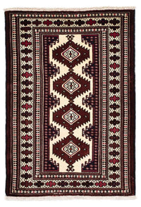 Turkaman Rug - 135 x 90 cm - dark red