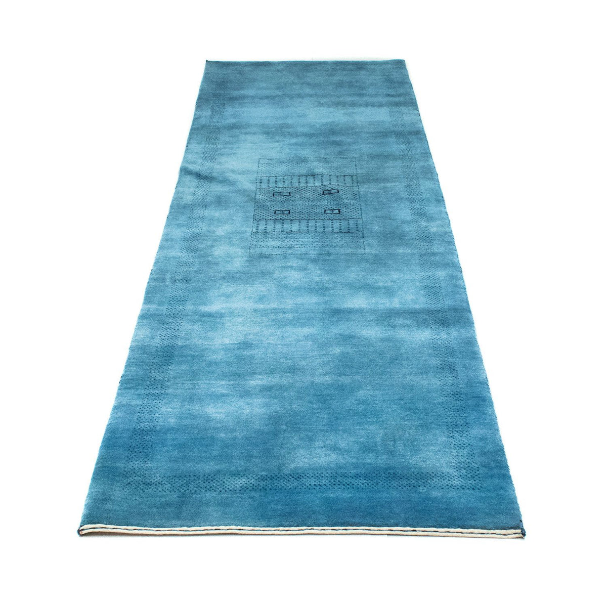 Runner Gabbeh Rug - Loribaft Perser - 246 x 77 cm - blue