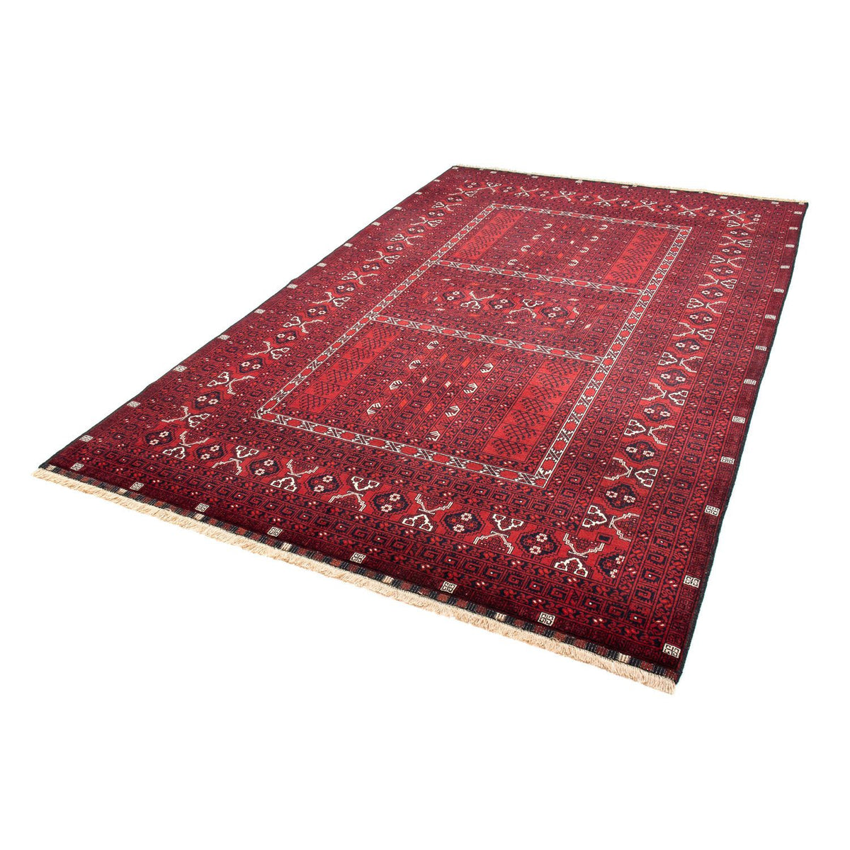 Turkaman Rug - 246 x 157 cm - dark red