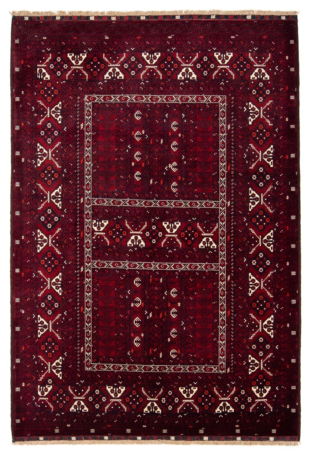 Turkaman Rug - 243 x 164 cm - dark red